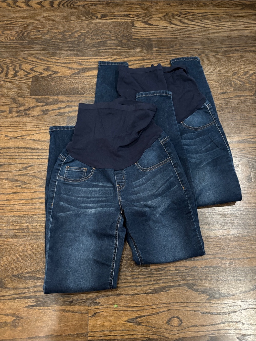 Maternity Dark Wash Blue Stretch Denim Jeans with Panel